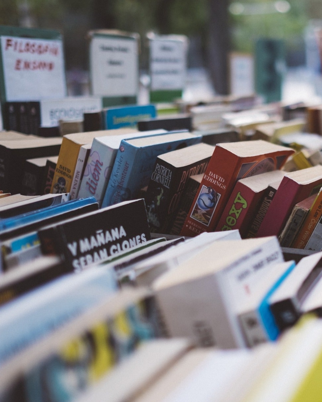 Books in a sale bin